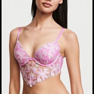 NWT Victoria’s Secret  VERY SEXY Lightly Lined Bra Top Floral Embroidered 34D